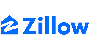 A blue zillow logo on a white background