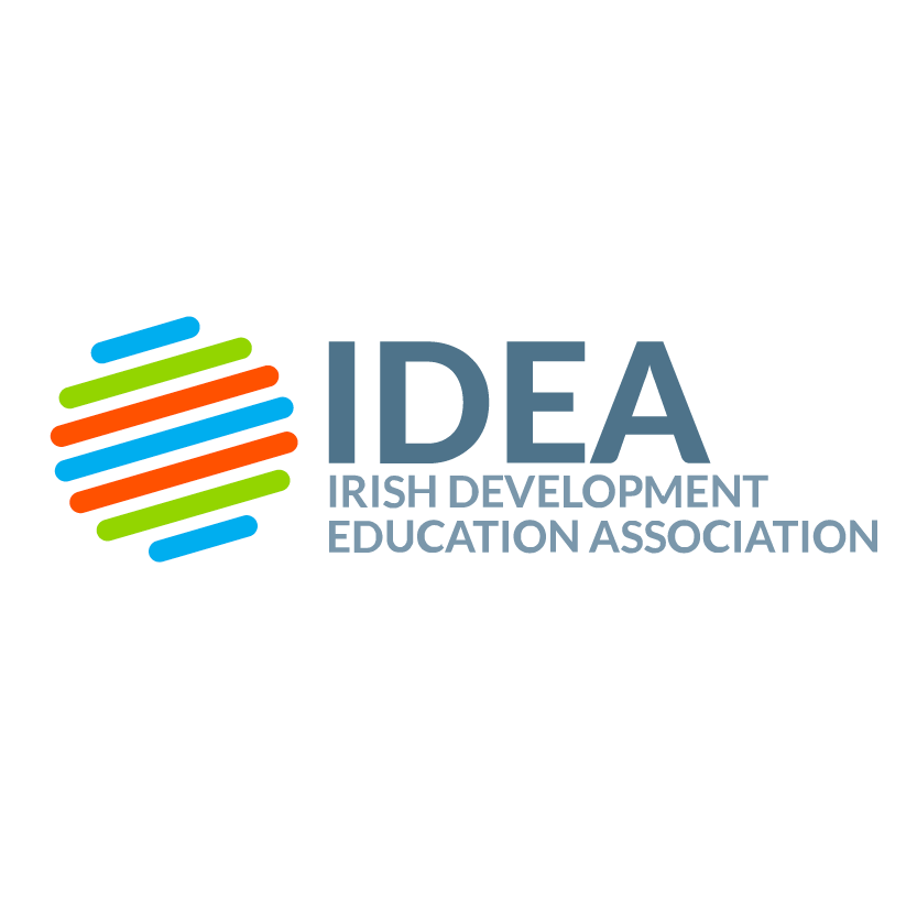 IDEA logo with colorful stacked bars and text “Irish Development Education Association”