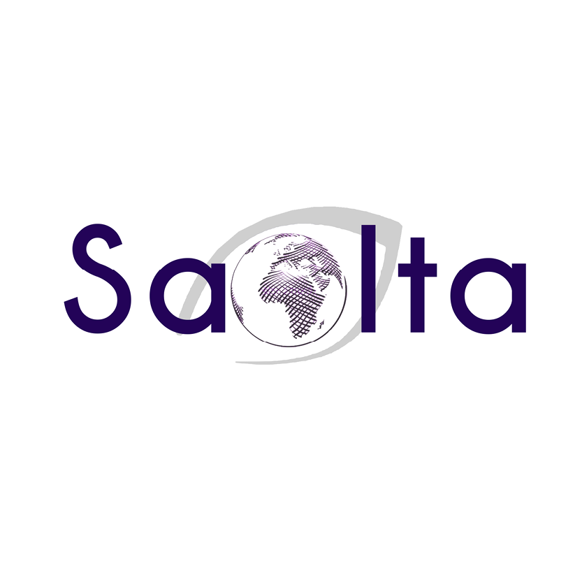 Saolta logo in purple with a globe inside the “o” and gray arc accents