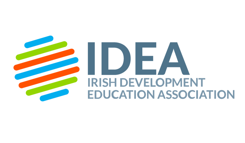 IDEA logo with colorful diagonal bars and the text “Irish Development Education Association”
