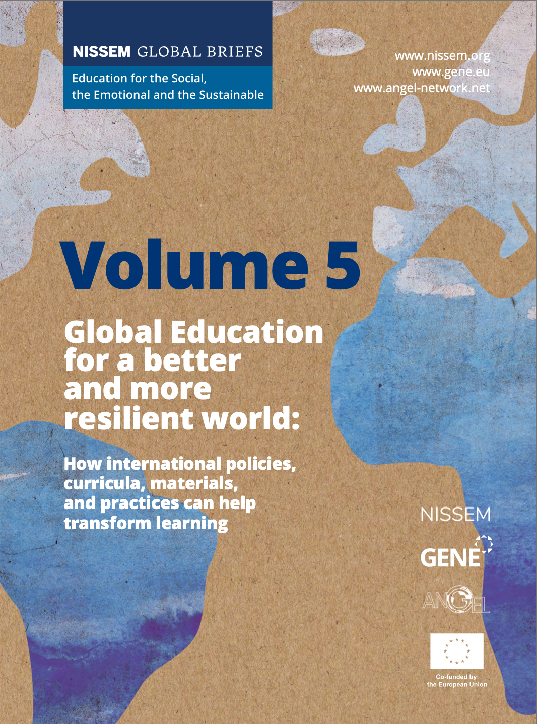 Blue and tan report cover titled “Volume 5: Global Education for a better and more resilient world”