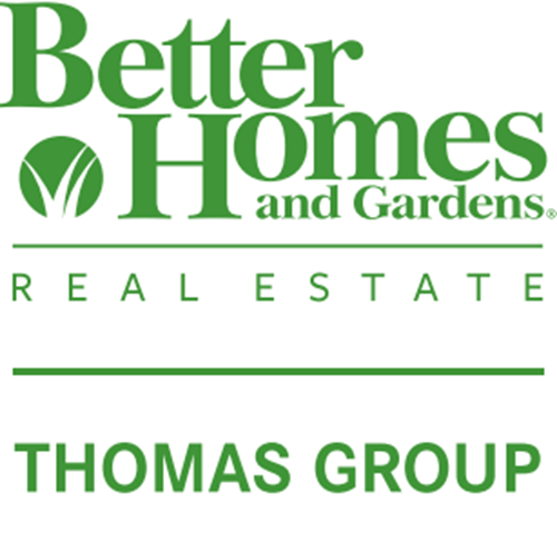 Better Homes and Gardens Real Estate Thomas Group logo in green and white.