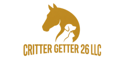 Gold horse head logo with a running horse and the text “CRITTER GETTER 26 LLC”