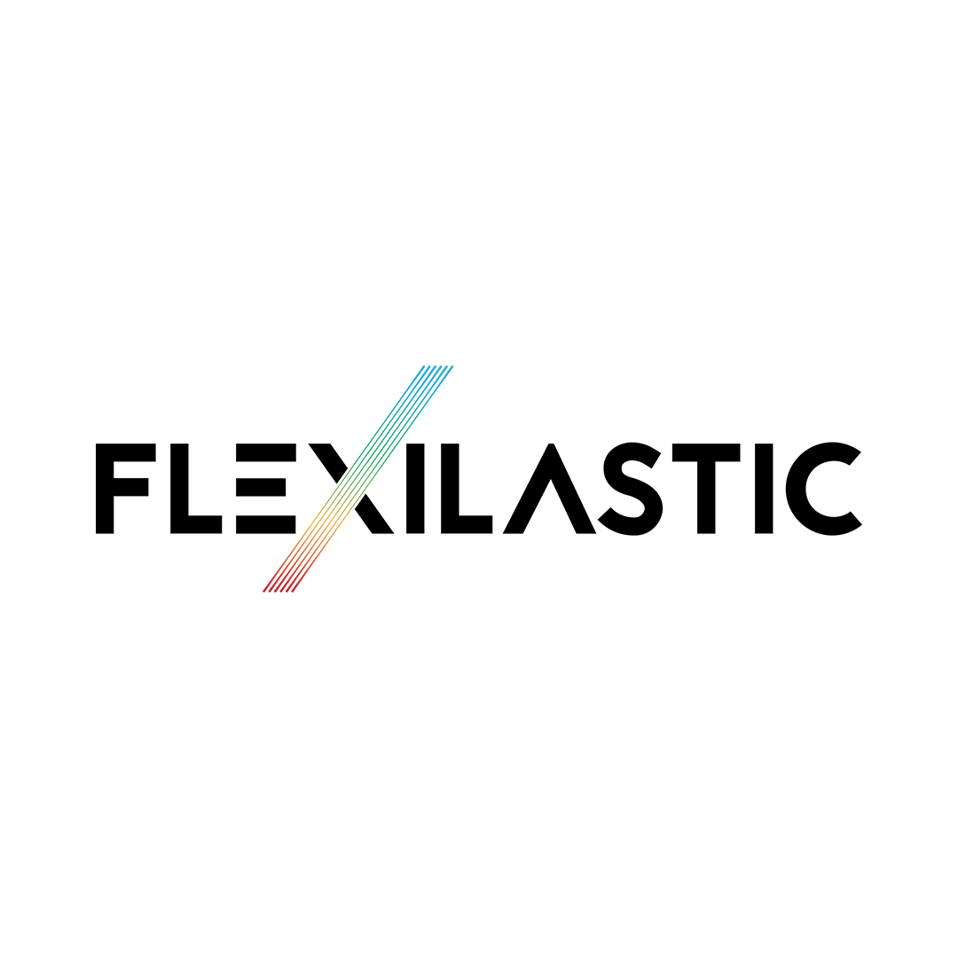 A logo for a company called flexilastic