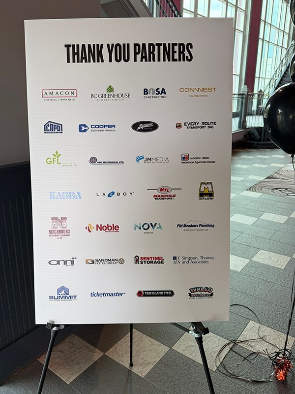 Sponsors recognized on board for BC Lions Draft A Lion event.