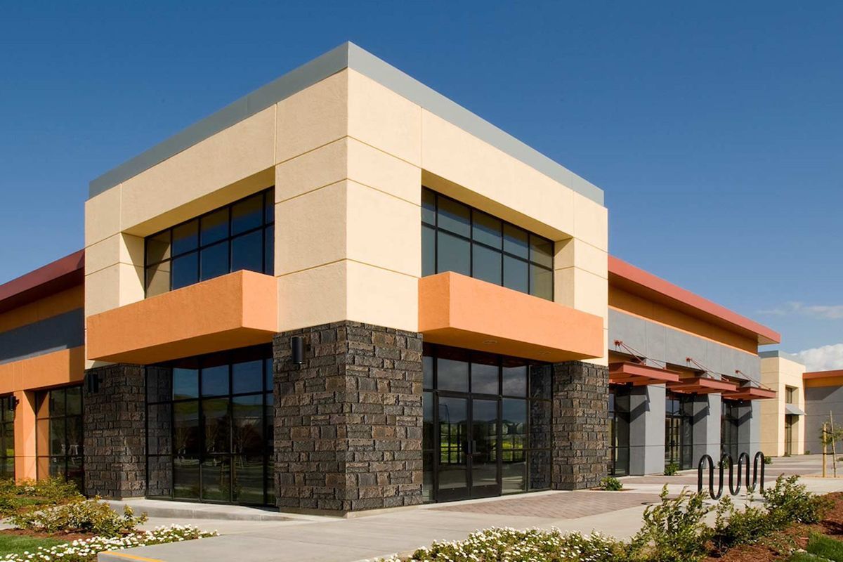 Pre-engineered steel buildings can look sophisticated using a variety of exterior finishings.