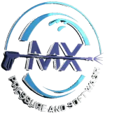 Logo for MAX Pressure and Soft Wash: Blue circle with text 