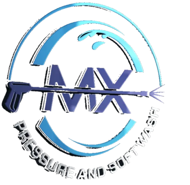 Logo for MAX Pressure and Soft Wash: Blue circle with text 