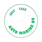 Green circular logo with "JUST CASE AUTO MARINE RV" text around a white cloud design.