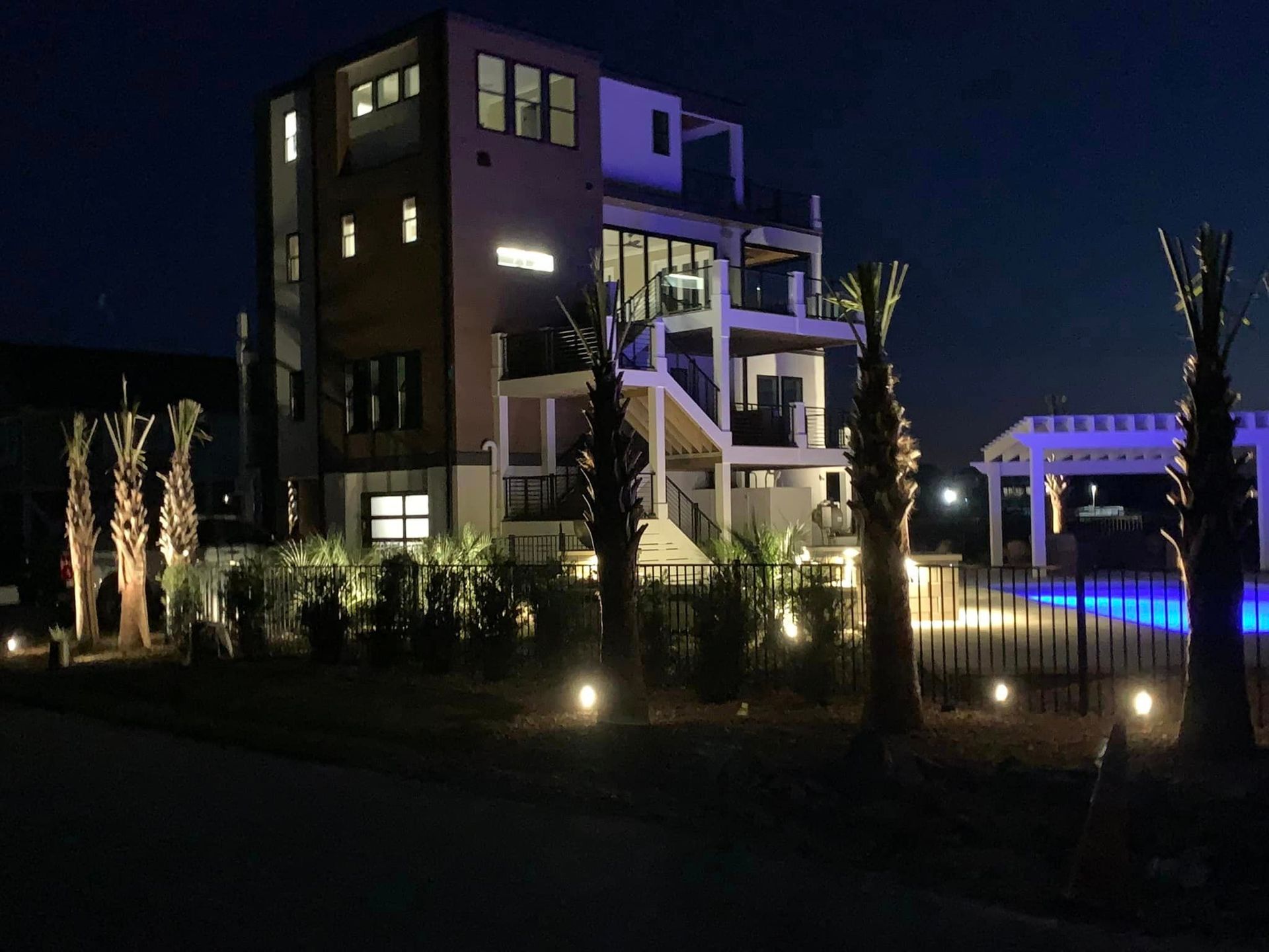 Modern House With Pool And Landscape Lighting