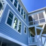 Blue Beachfront House With Balcony