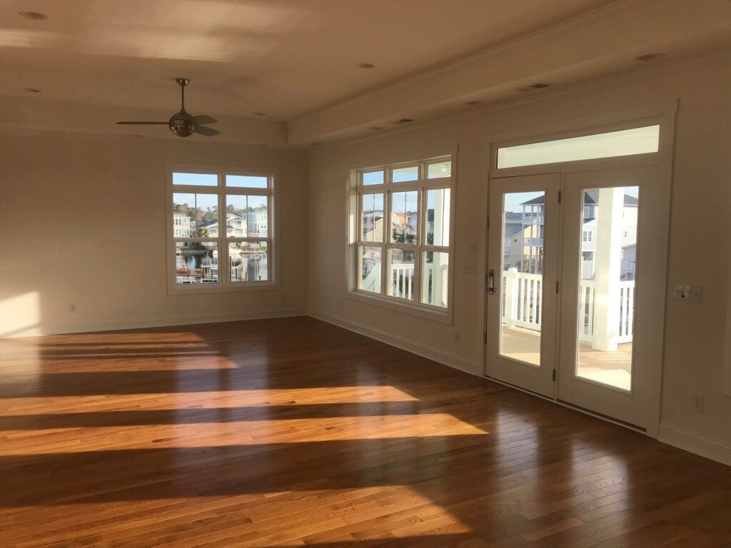 Renovated living room with hardwood floors