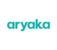 The logo for aryaka is blue and white on a white background.
