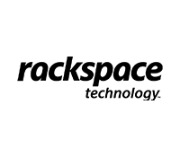 A black and white logo for rackspace technology on a white background.