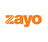 The logo for zayo is orange on a white background