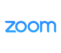 A blue zoom logo on a white background.