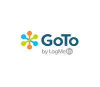The logo for goto by logmein is a colorful logo with a snowflake on it.