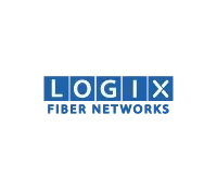 The logo for logix fiber networks is blue and white on a white background.