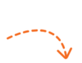 An orange arrow pointing down with dotted lines on a white background.