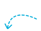 A blue arrow pointing down with dotted lines on a white background.