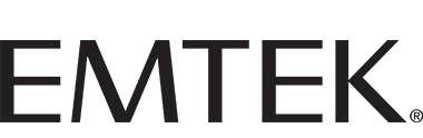 A black and white logo for emtek on a white background