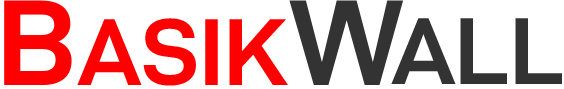 A red and black basic wall logo on a white background