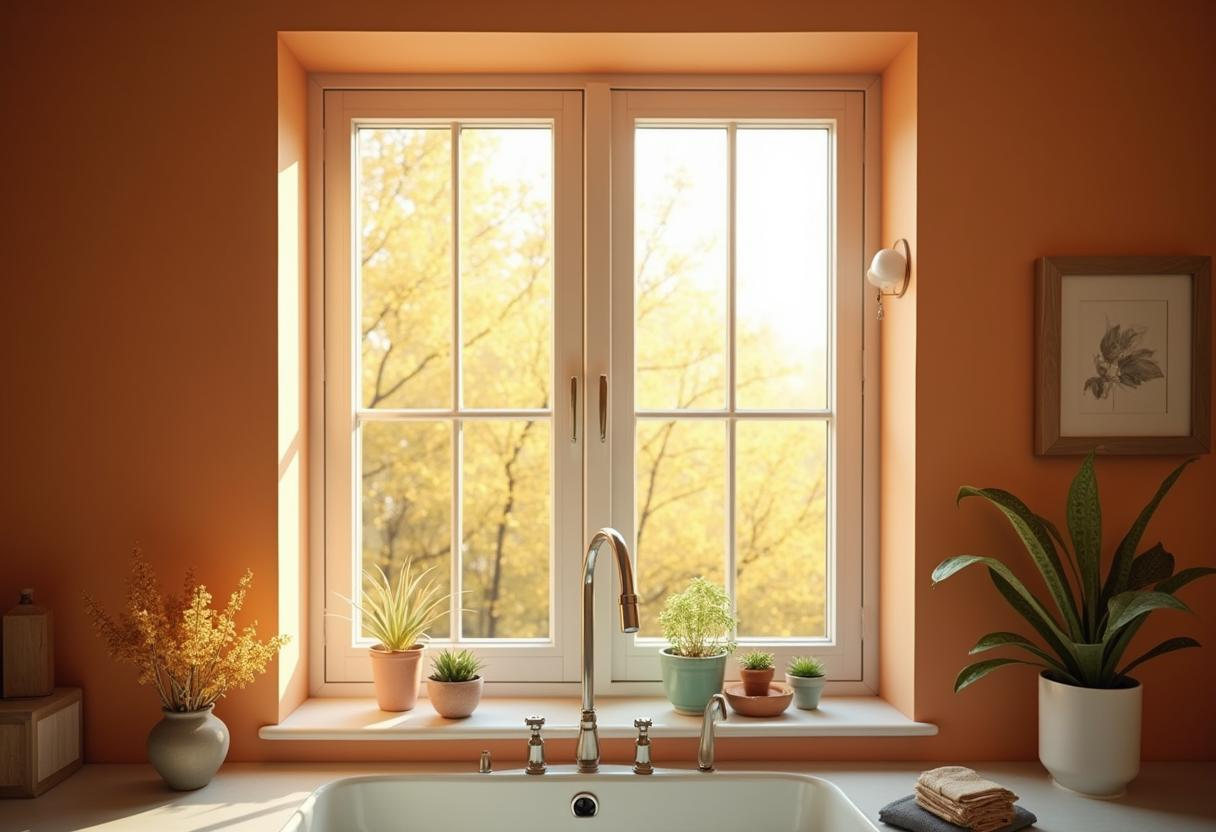 Double-hung windows with tilt-in sashes for easy cleaning