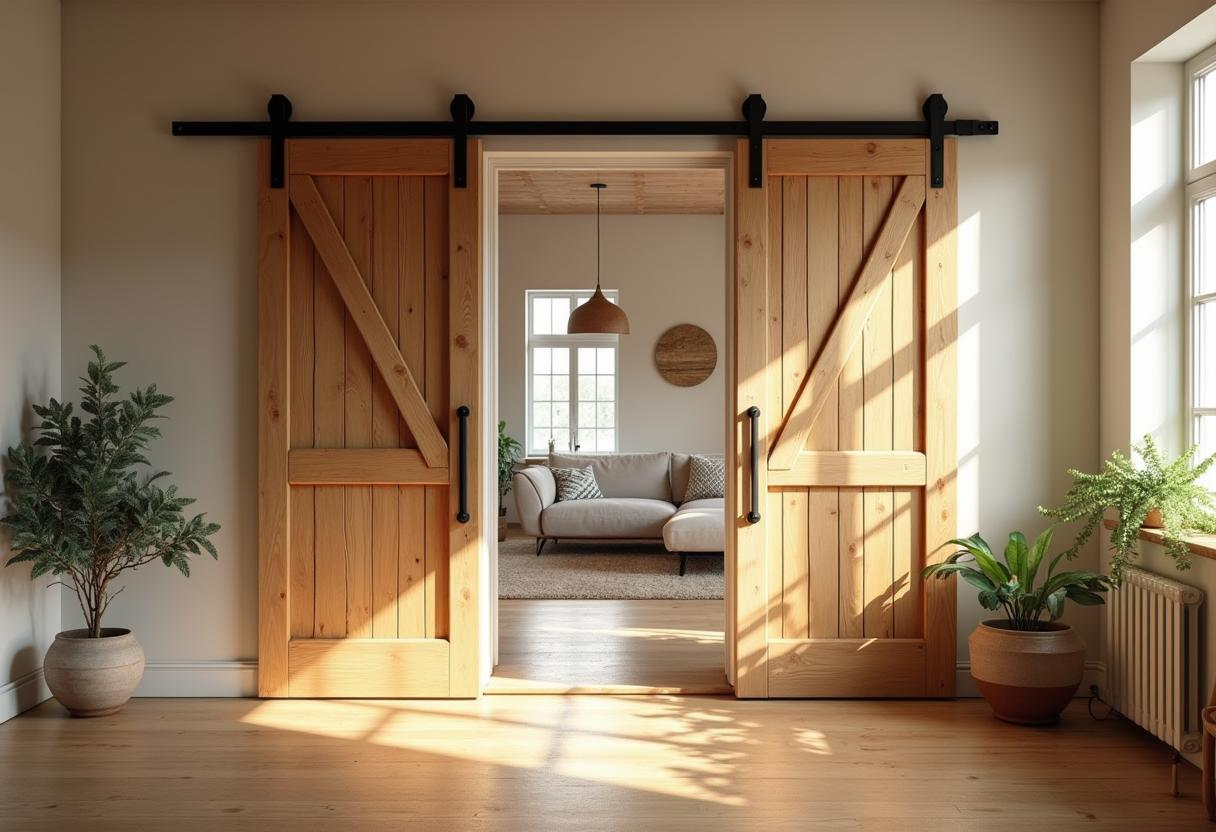 A close up of a wooden door with a metal frame.