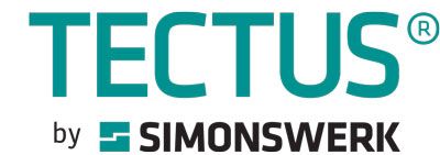 The logo for tectus by simonswerk is blue and black.