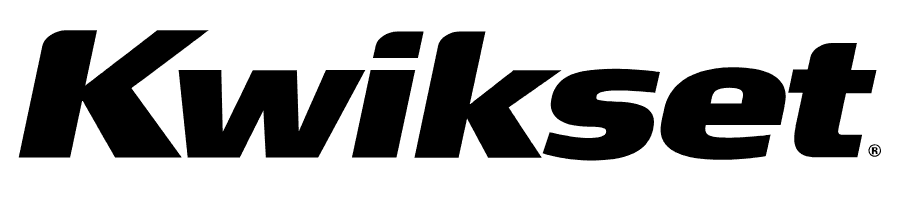 A black and white logo for kwikset on a white background