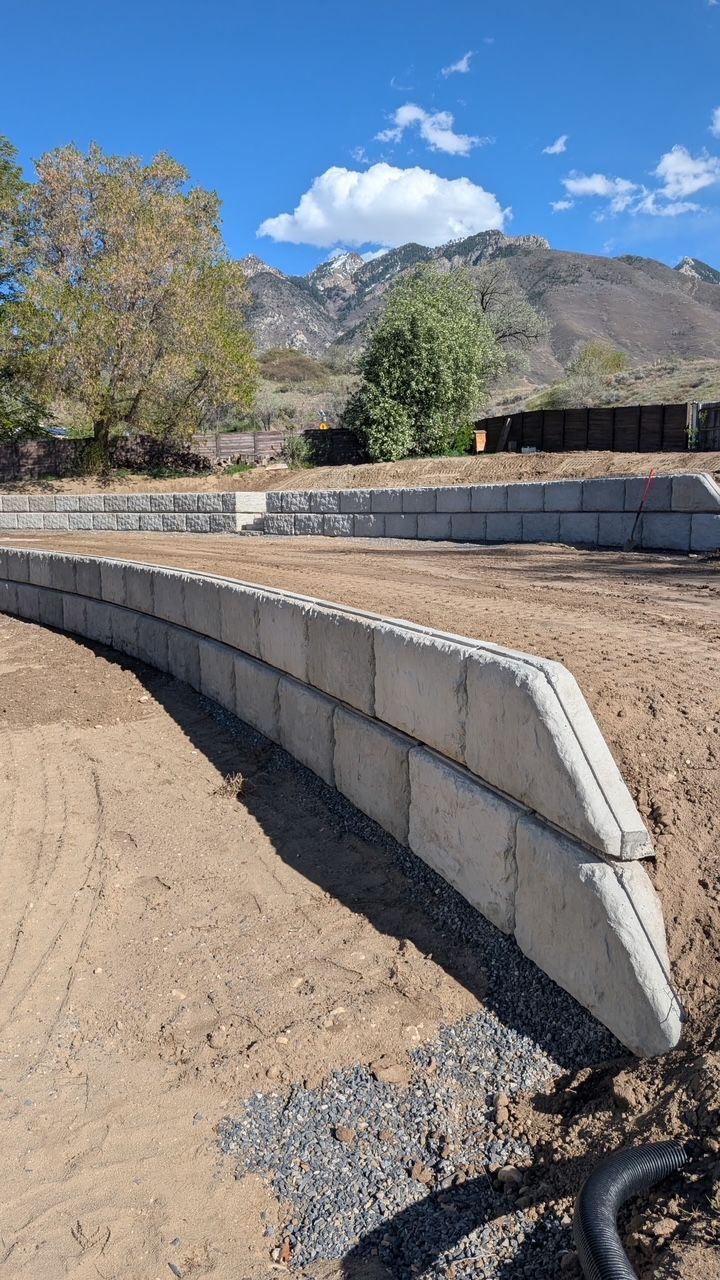 Tiered hillside retaining wall in Utah