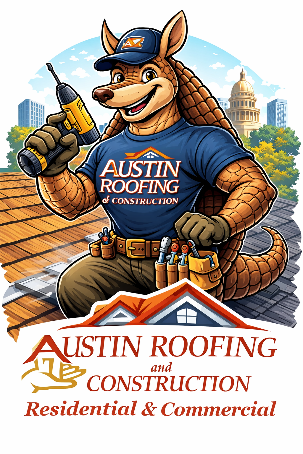 Austin Armadillo Telling Roofing Stories by Christine