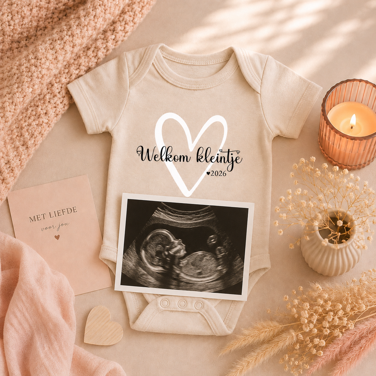 rompertje korte mouw volledig naar wens te personaliseren geboorte gender reveal kraamkado