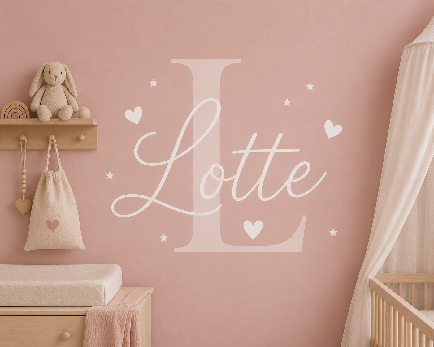 muursticker babykamer of keuken of woonkamer met tekst of naam of quote of lieve spreuk