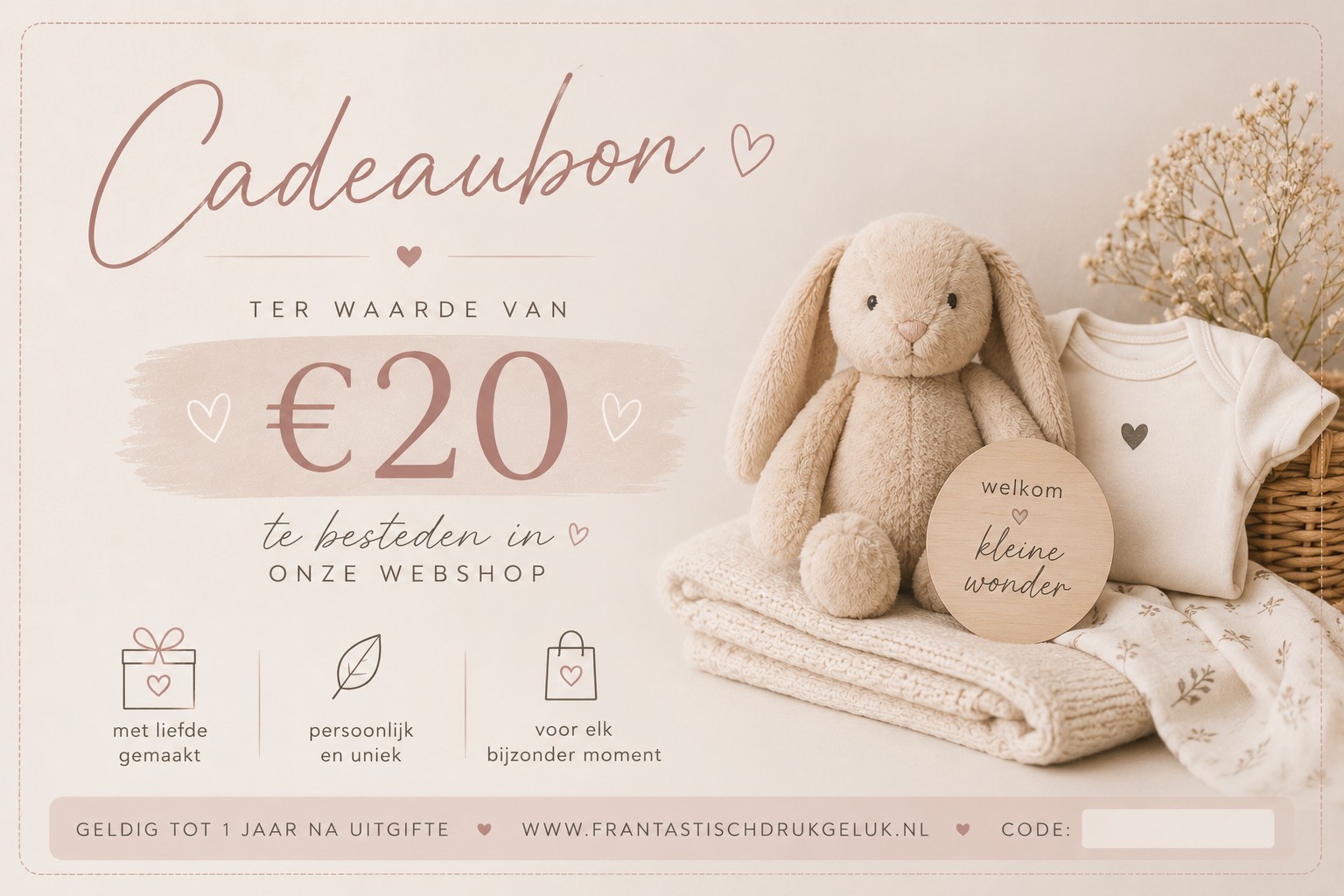 Cadeaubon huwlijk, verschillende bedragen mogelijk