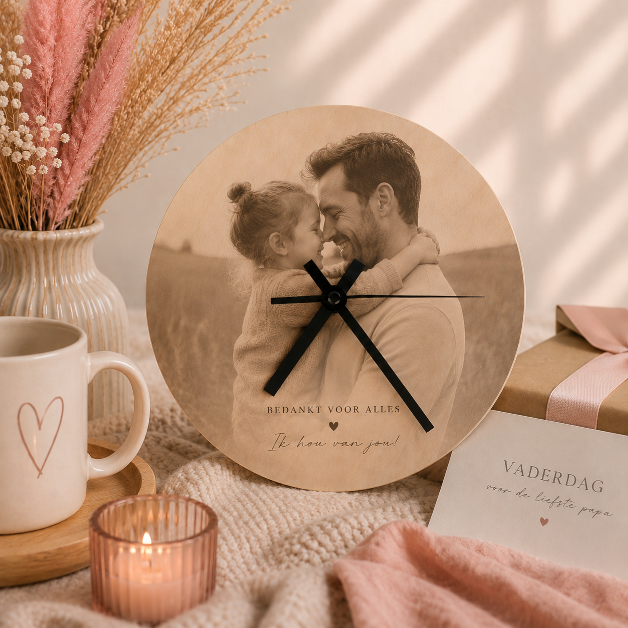 mooi persoonlijk cadeau: deze klok is te personaliseren, met een eigen foto, leuke tekst