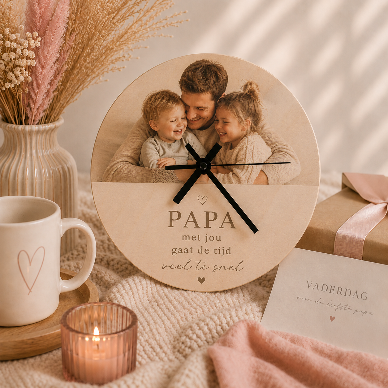 mooi persoonlijk cadeau: deze klok is te personaliseren, met een eigen foto, leuke tekst