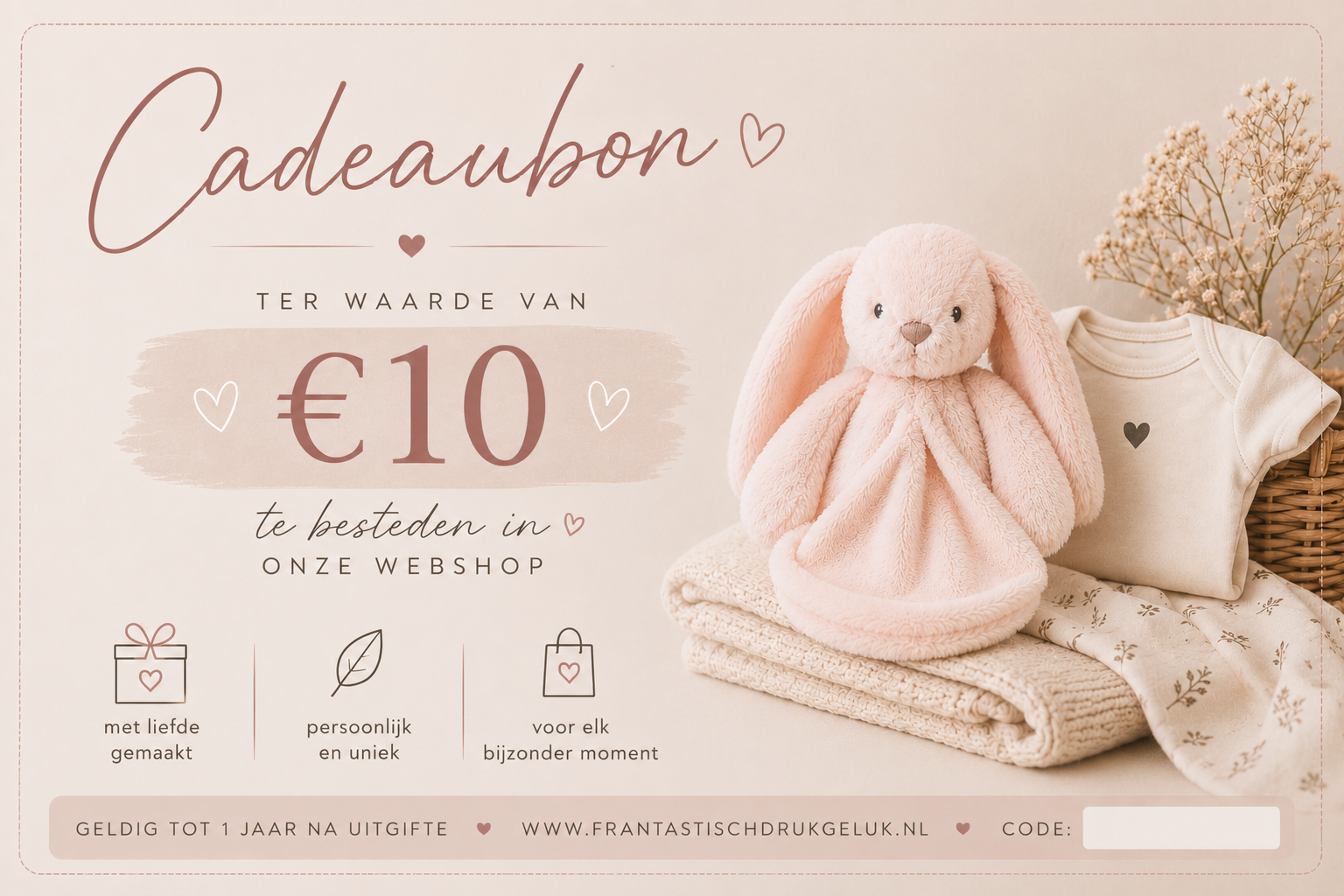 cadeaubon geboorte, verschillende bedragen mogelijk