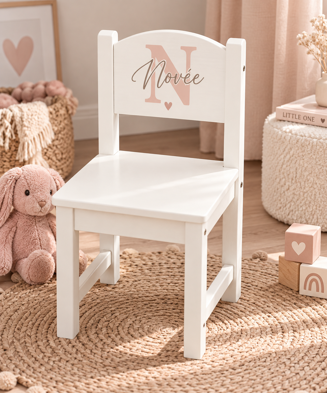 Gepersonaliseerd houten kinderstoeltje met naam