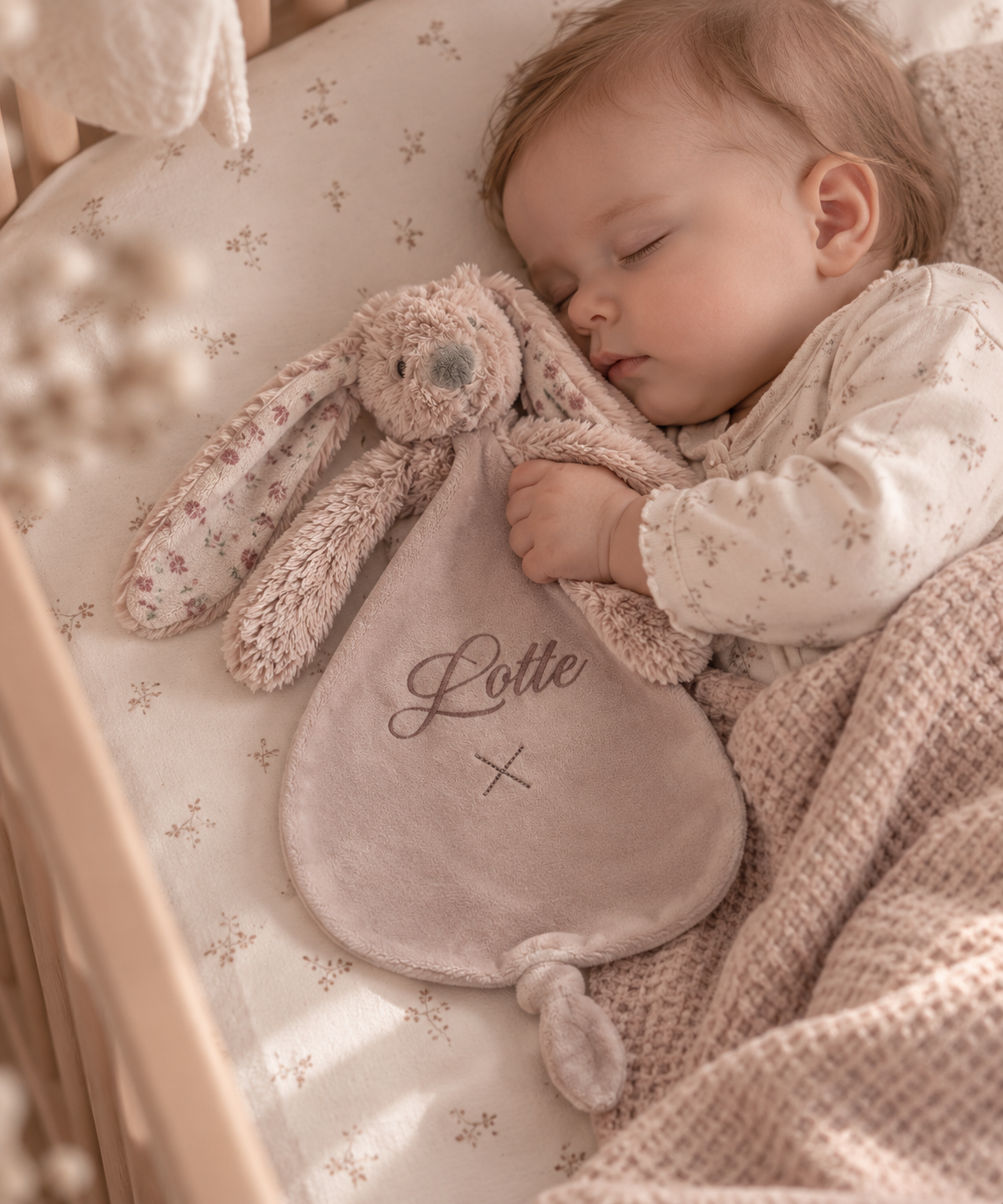 Baby met roze Happy Horse Rabbit Richie Tuttle knuffeldoekje