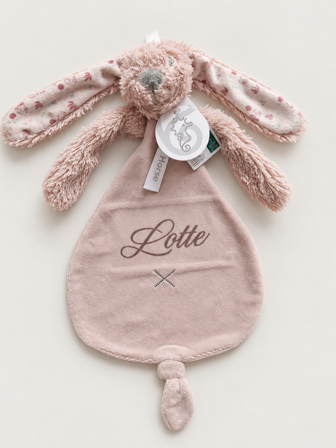 Baby met roze Happy Horse Rabbit Richie Tuttle knuffeldoekje