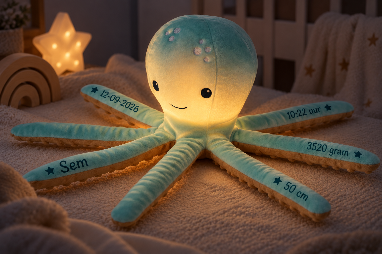 Gepersonaliseerde Octopus met LED-nachtlampje
