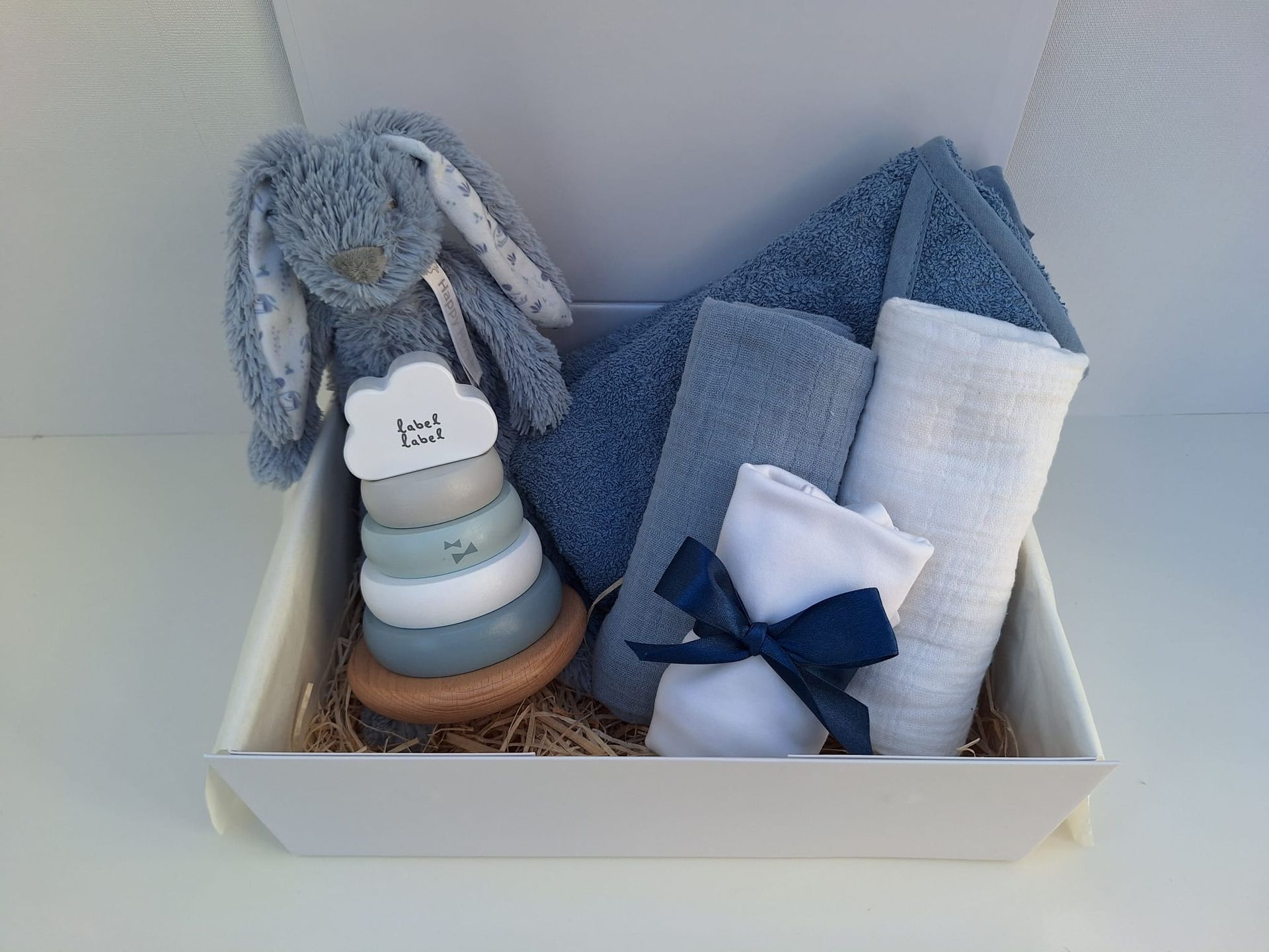 Groot Geluk Blauw - Gepersonaliseerd kraamcadeaupakket