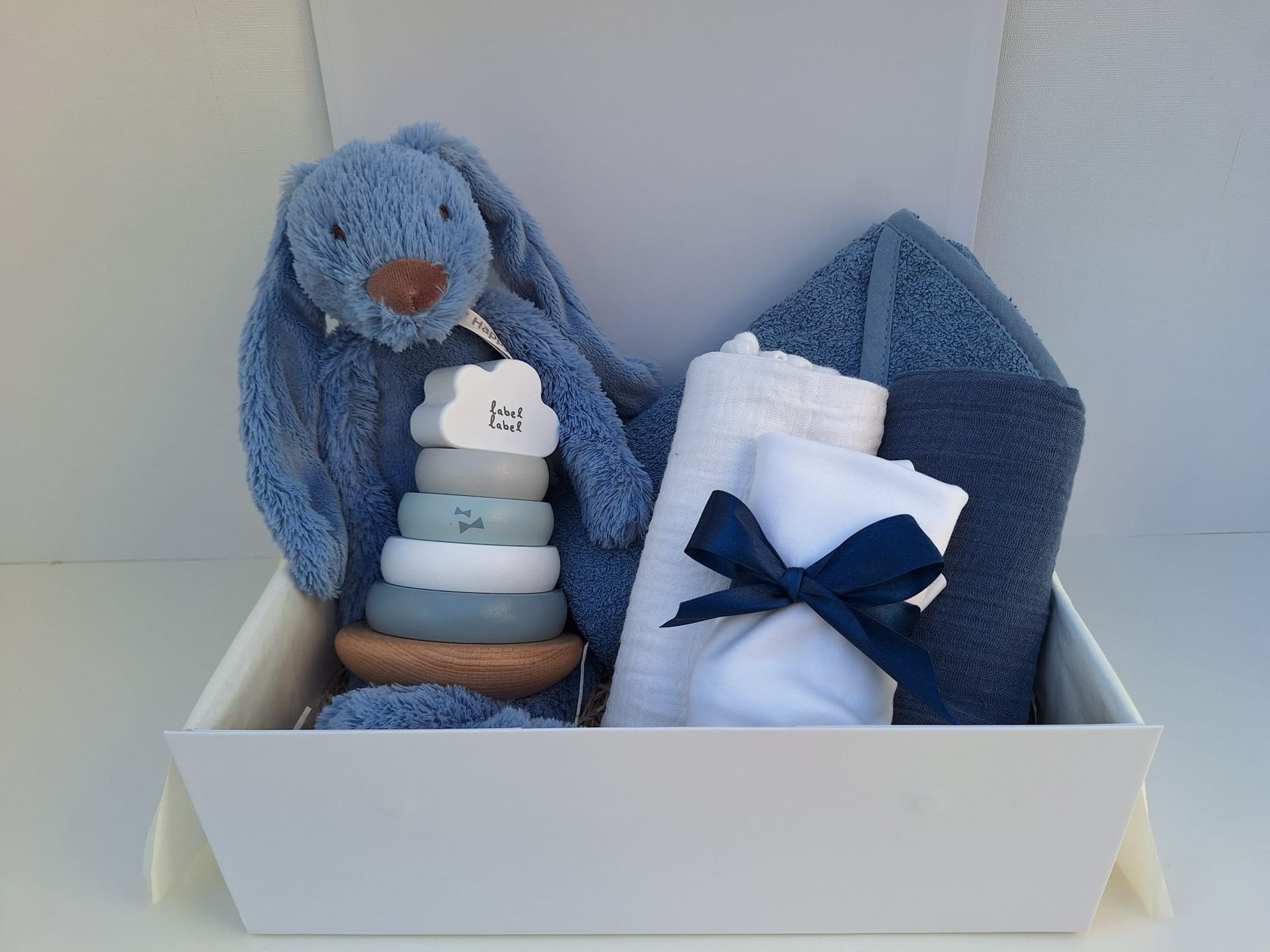 Groot Geluk Blauw - Gepersonaliseerd kraamcadeaupakket