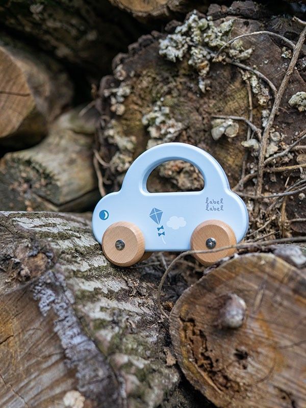 Label Label Houten Auto Blauw - Little Car