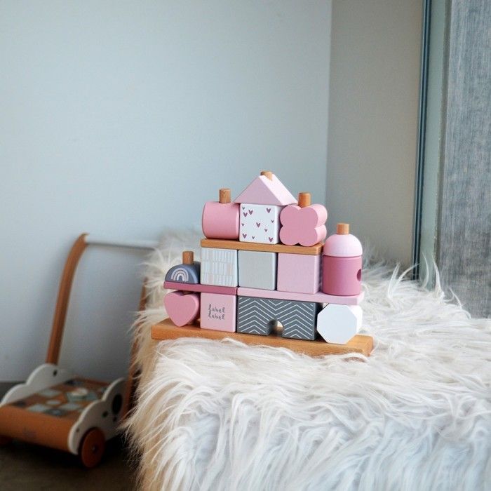 Label Label Stapelhuis Roze - Stacking Blocks House