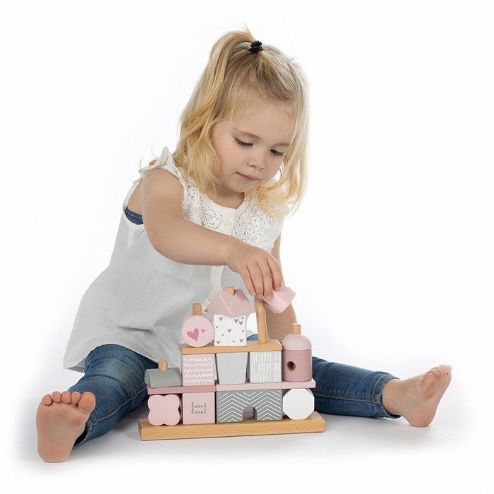 Label Label Stapelhuis Roze - Stacking Blocks House