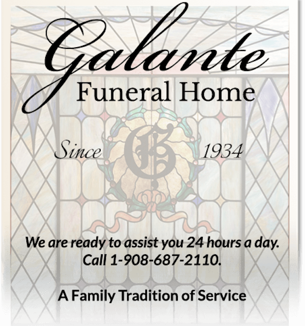 Galante Funeral Home sign with “Since 1934” and 24-hour contact information