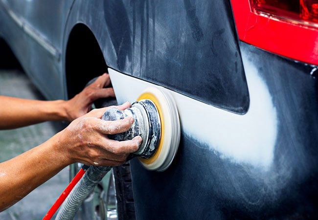 buffing a car's bumper