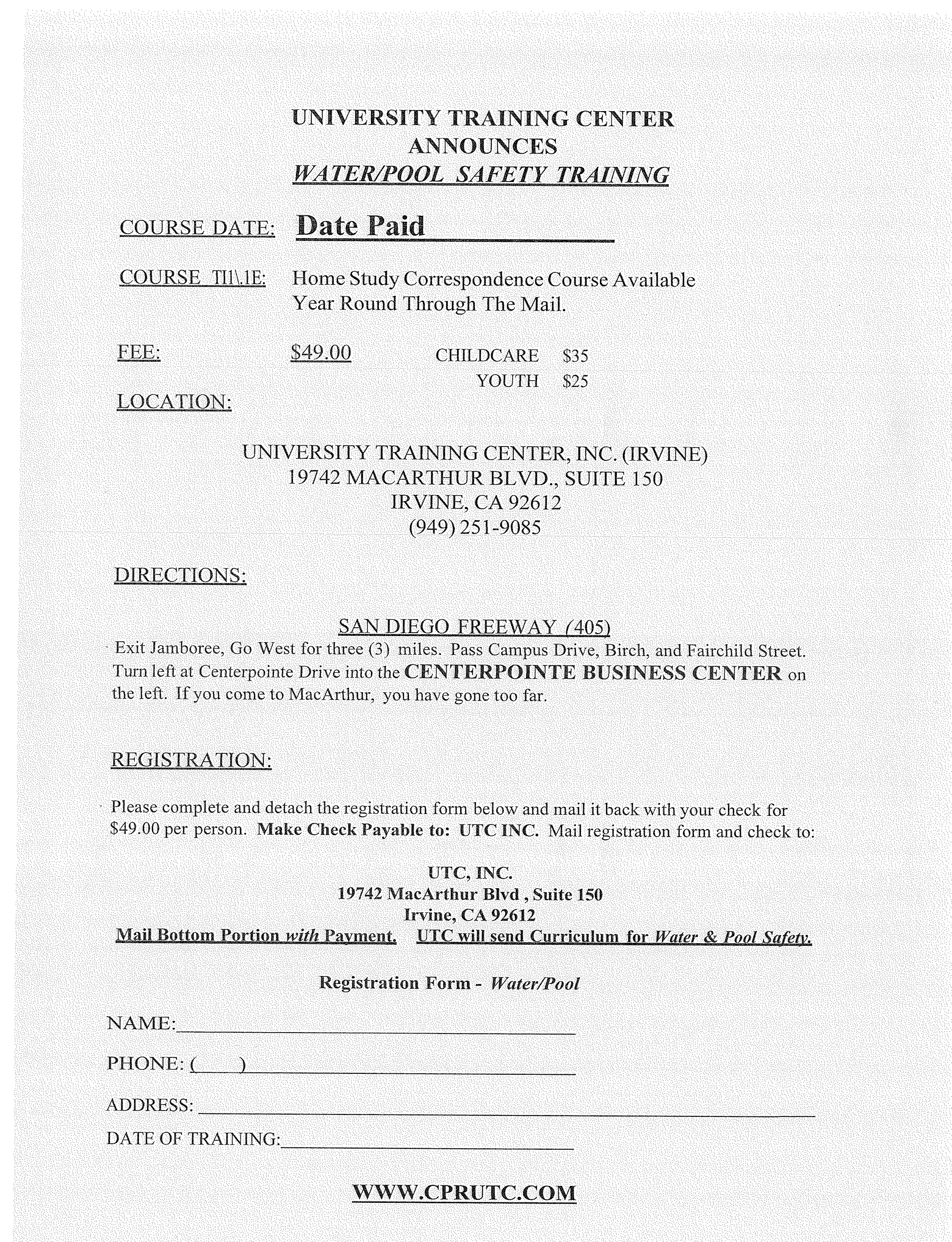 First Aid Brochure — Irvine,CA — University Training Center Inc